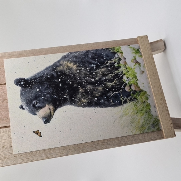 4x6 Black Bear with Butterfly‎ Watercolor Oil Painting Print - Picture 4 of 5